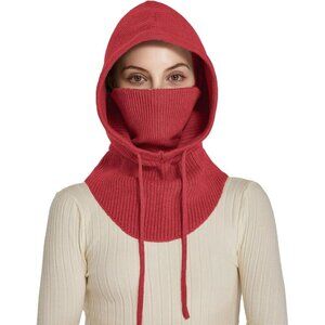 Women Winter Hats Winter Face Mask Ski Mask Warm Face Cover Neck Warmer Wine Red